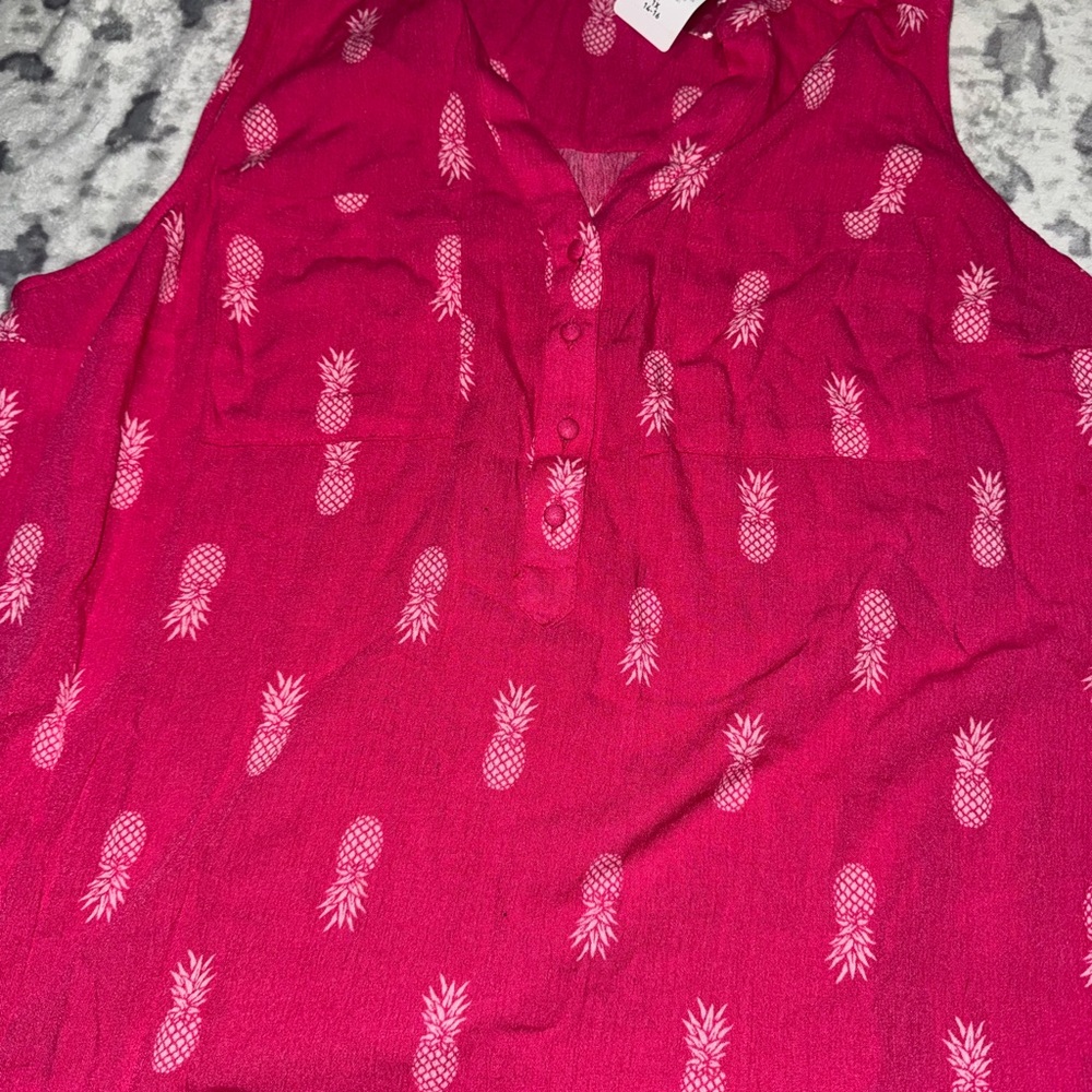 Torrid Pink Pineapple Print Sleeveless Blouse